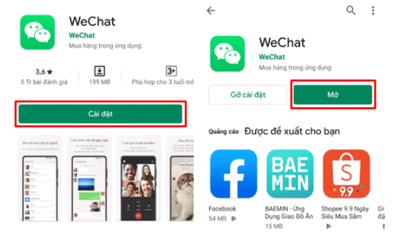 Tải, đăng ký wechat trên điện thoại bước 1