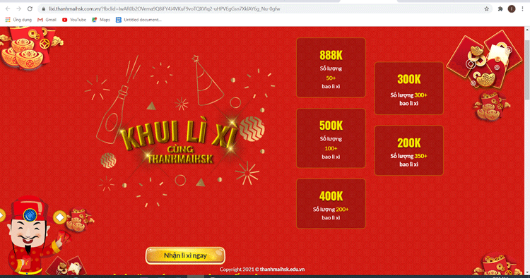 Giao diện khui lì xì với những phần thưởng hấp dẫn không thể bỏ qua