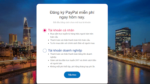 Cách tạo tài khoản PayPal 2