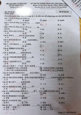 Mã đề 601 - 1