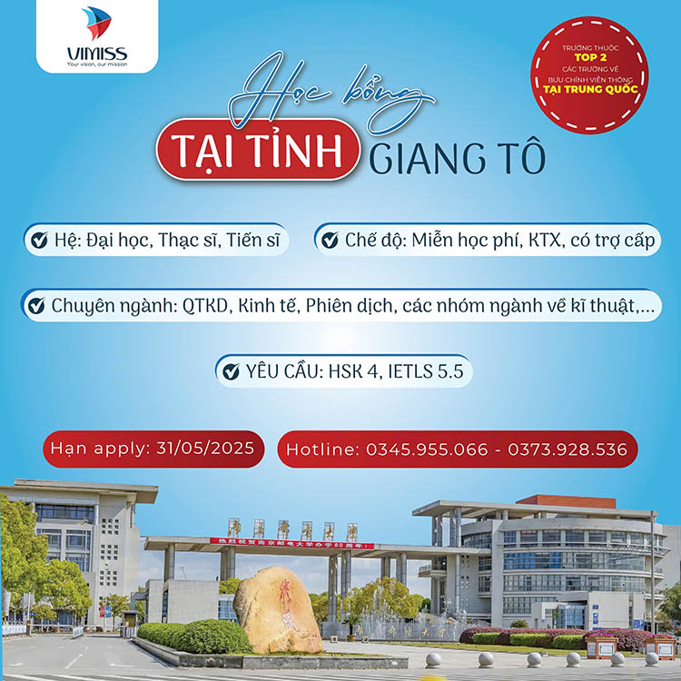 Học bổng tại tỉnh Giang Tô 2025