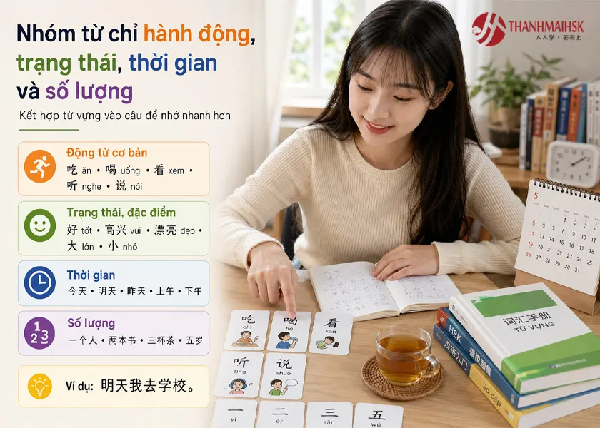 Nhóm từ chỉ hành động, trạng thái, thời gian và số lượng